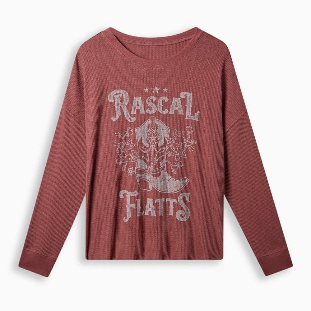 Torrid - Rascal Flatts Waffle Crop Long Sleeve Tee in Wild Ginger​​​​​​​​​​​